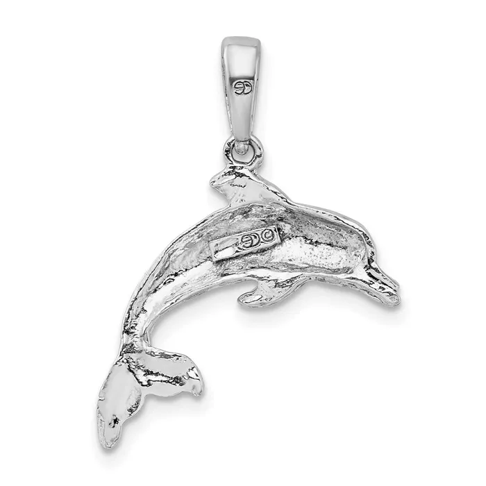 TreasureFineJewelers Necklaces Sterling Silver Polished Dolphin Pendant