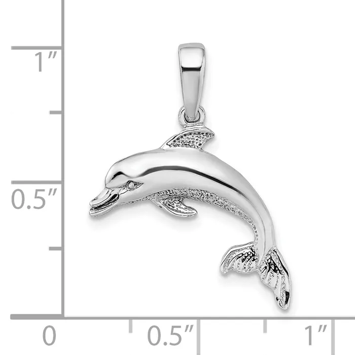 TreasureFineJewelers Necklaces Sterling Silver Polished Dolphin Pendant