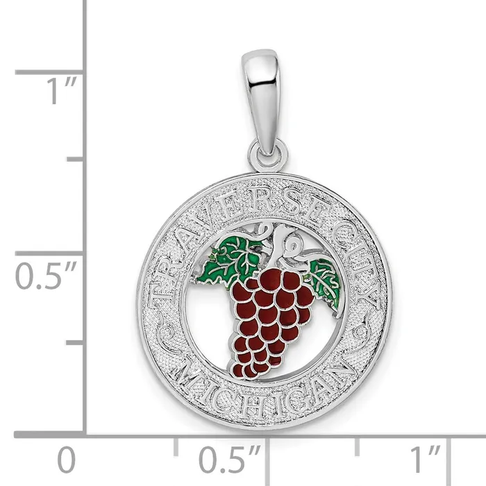 TreasureFineJewelers Necklaces Sterling Silver Polished Enamel Traverse CityMi wGrapes Pendant