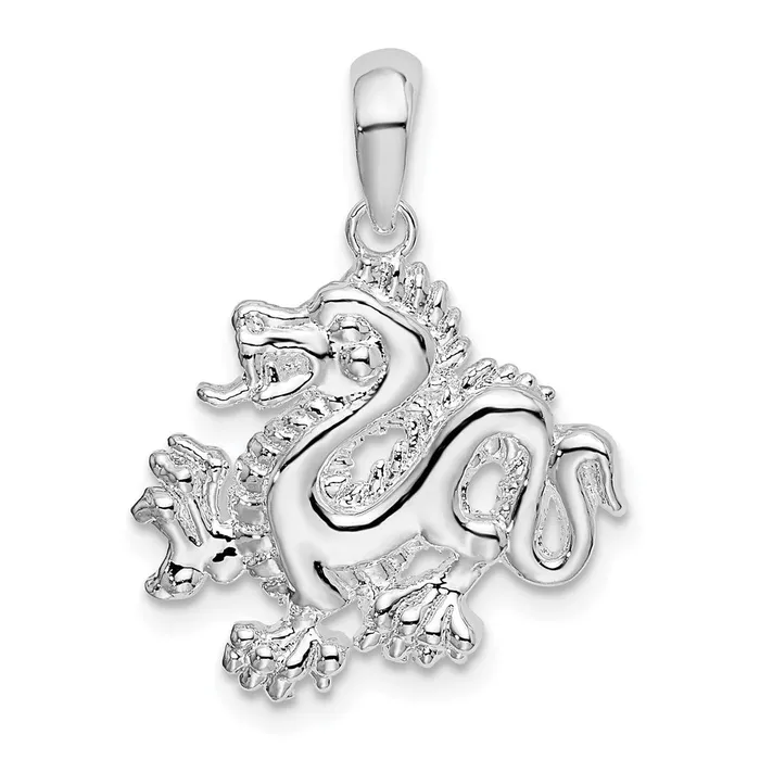 TreasureFineJewelers Necklaces Sterling Silver Polished Small Dragon Pendant TreasureFineJewelers Necklaces Sterling Silver Polished Small Dragon Pendant