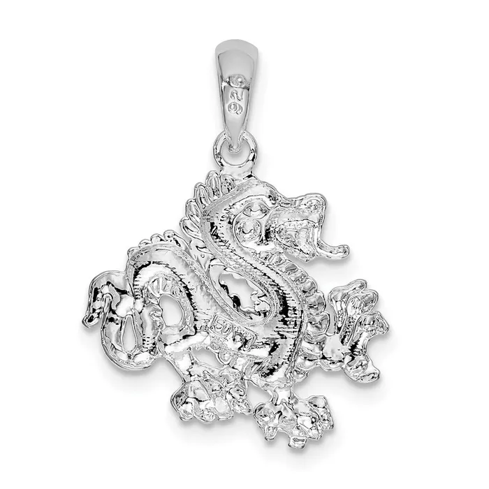 TreasureFineJewelers Necklaces Sterling Silver Polished Small Dragon Pendant