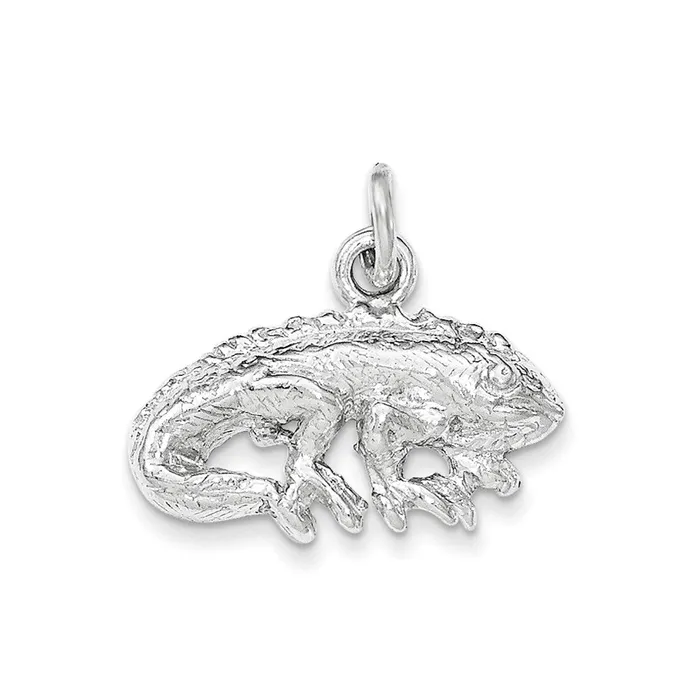 TreasureFineJewelers Necklaces Sterling Silver Polished Textured Iguana Pendant TreasureFineJewelers Necklaces Sterling Silver Polished Textured Iguana Pendant