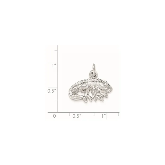 TreasureFineJewelers Necklaces Sterling Silver Polished Textured Iguana Pendant
