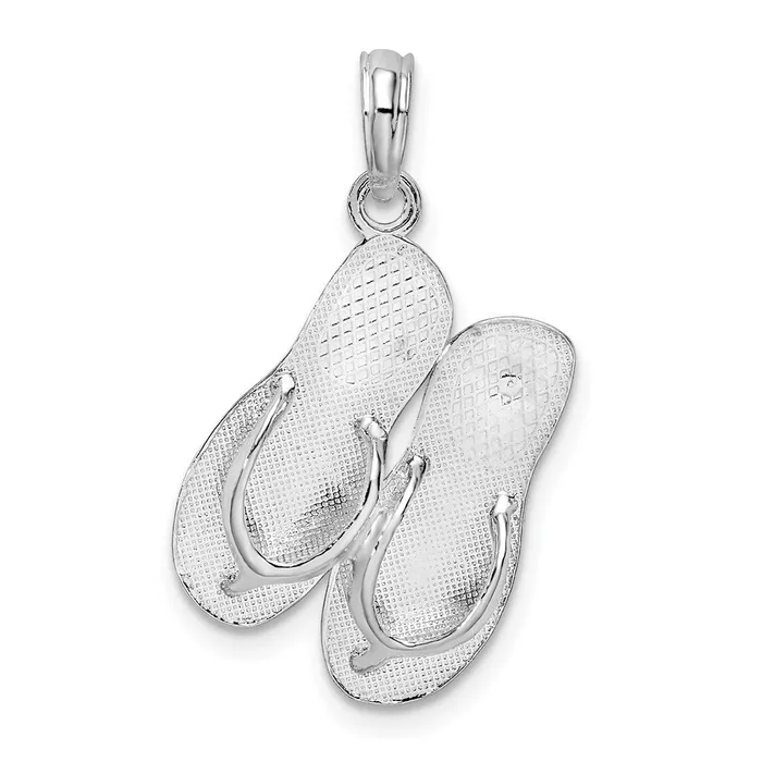 TreasureFineJewelers Necklaces Sterling Silver PolishedTextured Key West Flip Flops Pendant TreasureFineJewelers Necklaces Sterling Silver PolishedTextured Key West Flip Flops Pendant