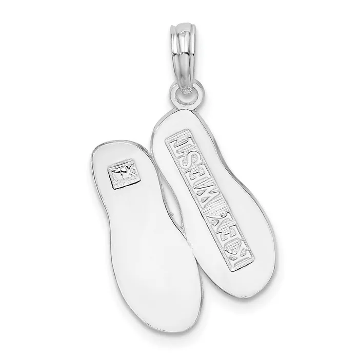 TreasureFineJewelers Necklaces Sterling Silver PolishedTextured Key West Flip Flops Pendant