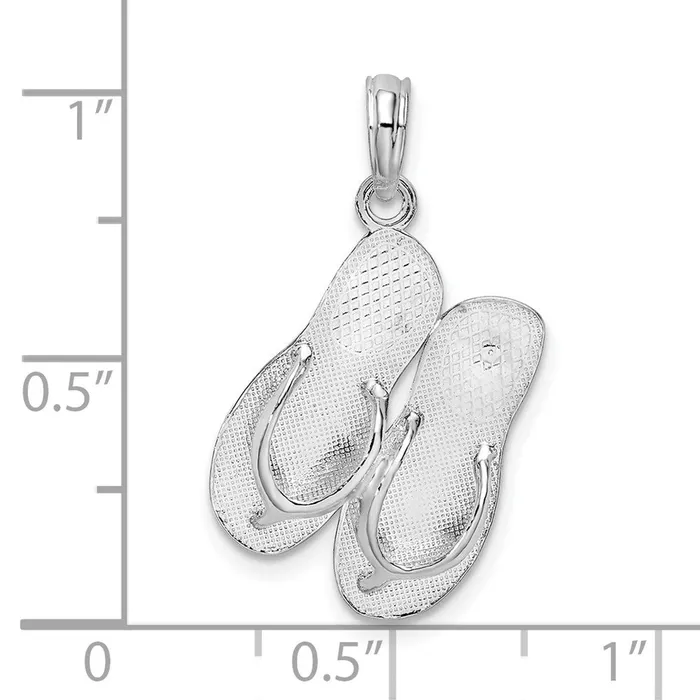 TreasureFineJewelers Necklaces Sterling Silver PolishedTextured Key West Flip Flops Pendant