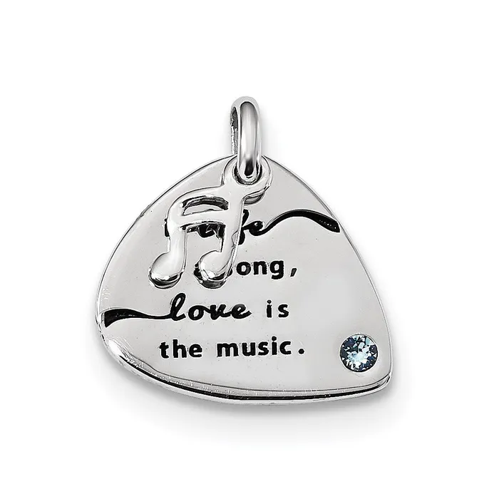 TreasureFineJewelers Necklaces Sterling SilverRHplateSwarovski Elem AntiqueGuitar Pick Pendant TreasureFineJewelers Necklaces Sterling SilverRHplateSwarovski Elem AntiqueGuitar Pick Pendant