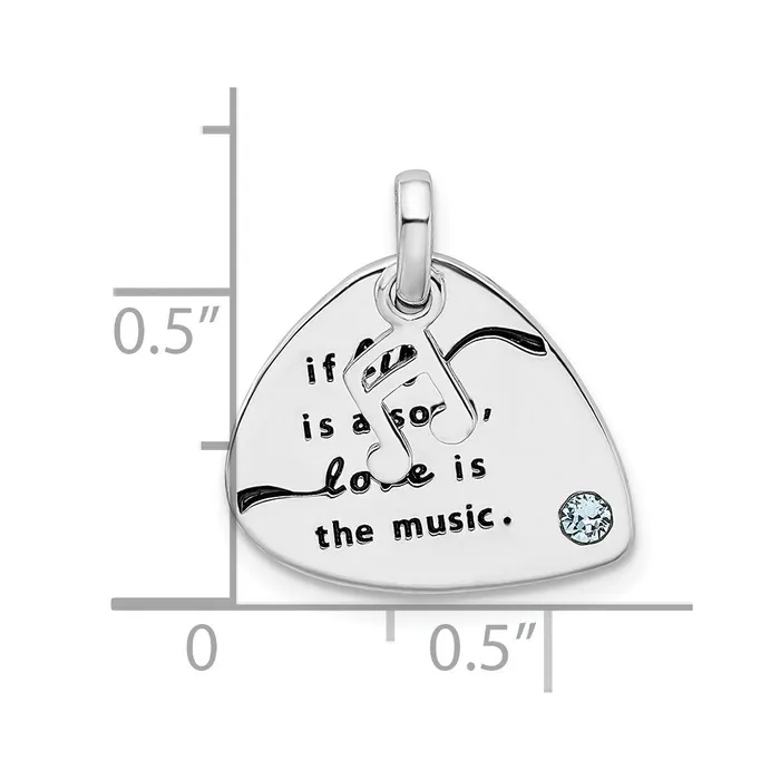 TreasureFineJewelers Necklaces Sterling SilverRHplateSwarovski Elem AntiqueGuitar Pick Pendant