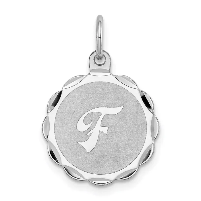 TreasureFineJewelers Necklaces Sterling SilverRhodiumplated Brocaded Letter F Initial Pendant TreasureFineJewelers Necklaces Sterling SilverRhodiumplated Brocaded Letter F Initial Pendant