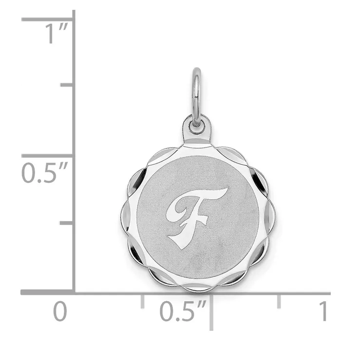 TreasureFineJewelers Necklaces Sterling SilverRhodiumplated Brocaded Letter F Initial Pendant