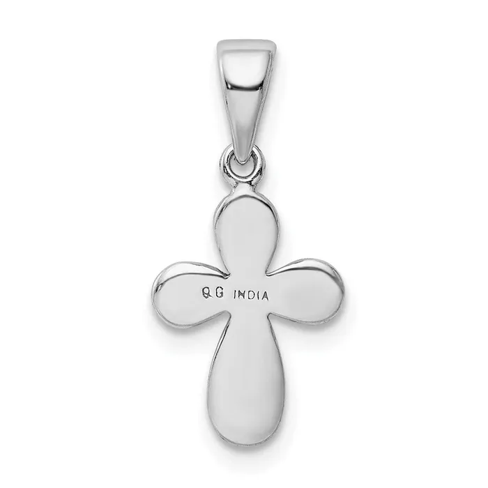 TreasureFineJewelers Necklaces Sterling Silver Rhodiumplated Enamel Glitter Fabric Cross Pendant