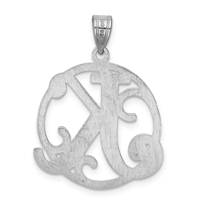 TreasureFineJewelers Necklaces Sterling Silver Rhodiumplated Fancy Script Letter K Initial Pendant