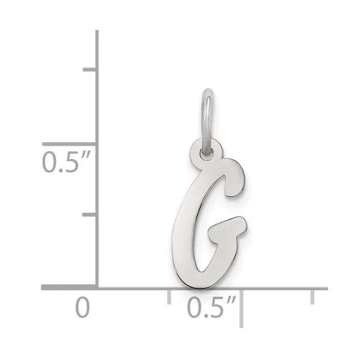 TreasureFineJewelers Necklaces Sterling Silver Rhodiumplated Letter G Initial Charm