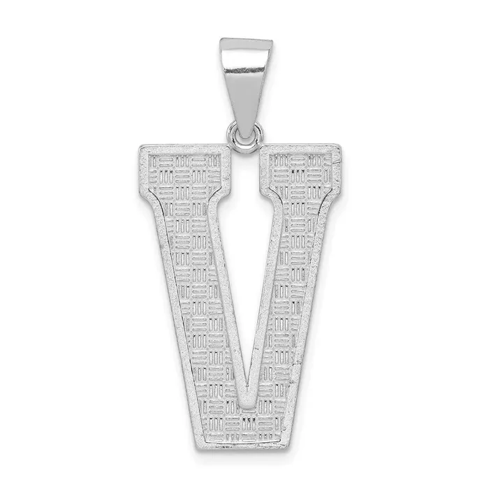 TreasureFineJewelers Necklaces Sterling Silver Rhodiumplated Letter V Initial Pendant TreasureFineJewelers Necklaces Sterling Silver Rhodiumplated Letter V Initial Pendant