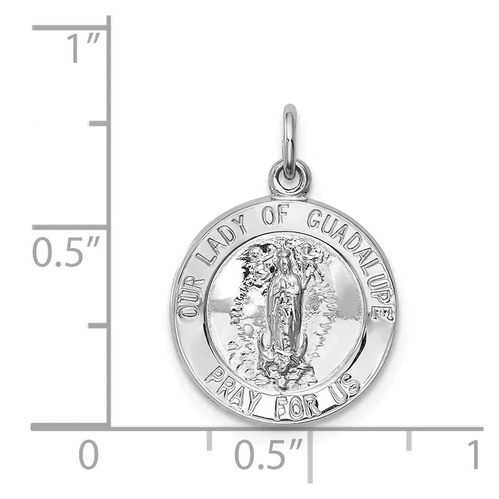 TreasureFineJewelers Necklaces Sterling Silver Rhodiumplated Our Lady of Guadalupe Medal