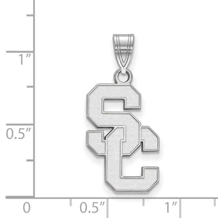 TreasureFineJewelers Necklaces Sterling Silver Rhodiumplated University of Southern California SC Large Pendant