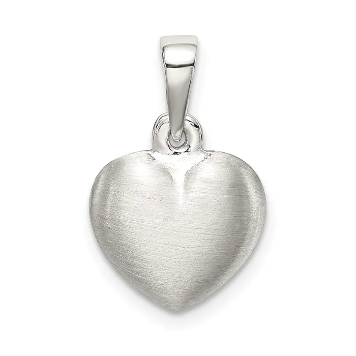 TreasureFineJewelers Necklaces Sterling Silver Satin Heart Pendant