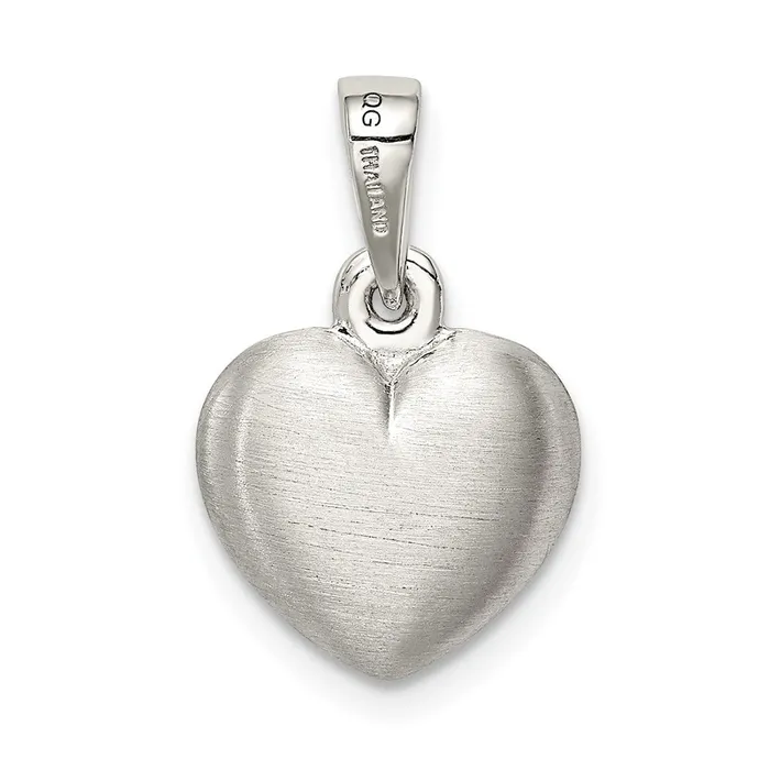 TreasureFineJewelers Necklaces Sterling Silver Satin Heart Pendant