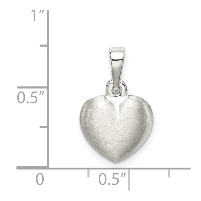 TreasureFineJewelers Necklaces Sterling Silver Satin Heart Pendant