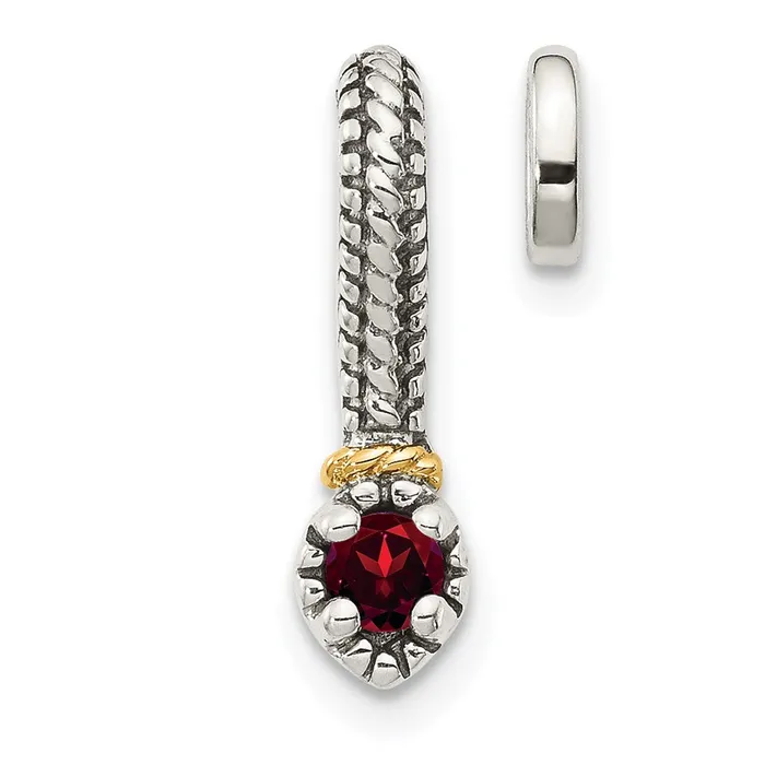 TreasureFineJewelers Necklaces Sterling Silver w 14k Polished Garnet Chain Slide Pendant TreasureFineJewelers Necklaces Sterling Silver w 14k Polished Garnet Chain Slide Pendant