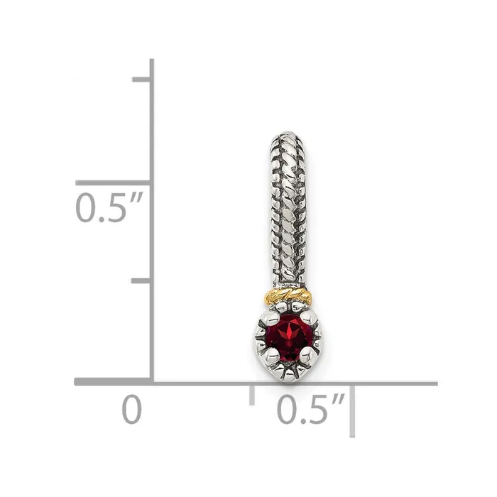 TreasureFineJewelers Necklaces Sterling Silver w 14k Polished Garnet Chain Slide Pendant