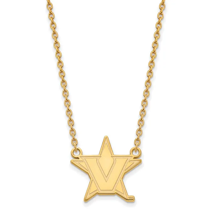 TreasureFineJewelers Necklaces Sterling Silver wGP Vanderbilt University Large Pendant wNecklace