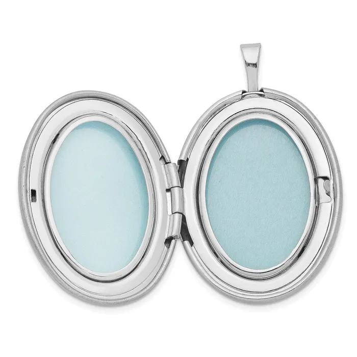TreasureFineJewelers Rings Sterling Silver RH 26mm SatinPolished Enameled Roses Mom Oval Locket