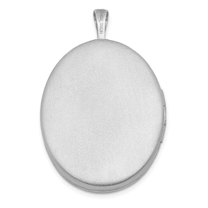 TreasureFineJewelers Rings Sterling Silver RH 26mm SatinPolished Enameled Roses Mom Oval Locket