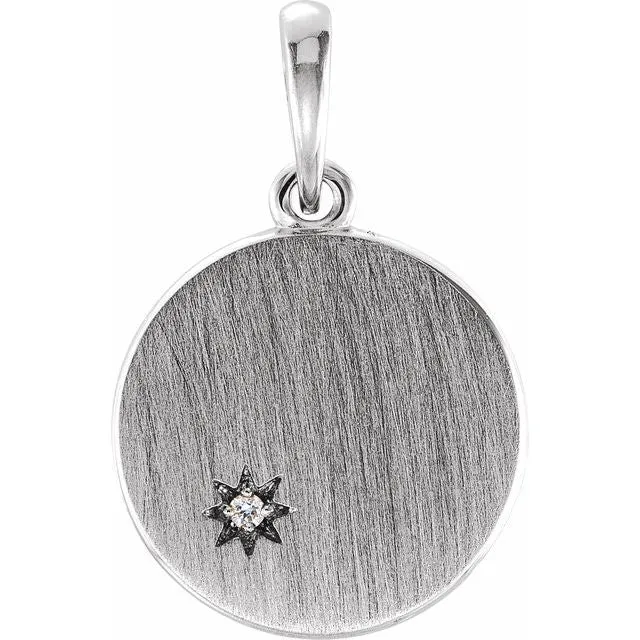TreasureFineJewelers Sterling Silver 005 CT Natural Diamond Engravable Pendant Necklaces TreasureFineJewelers Sterling Silver 005 CT Natural Diamond Engravable Pendant Necklaces