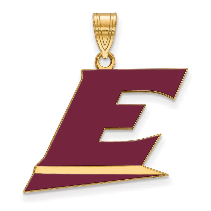 TreasureFineJewelers Sterling Silver Goldplated Eastern Kentucky University Letter E Large Enameled Pendant Necklaces TreasureFineJewelers Sterling Silver Goldplated Eastern Kentucky University Letter E Large Enameled Pendant Necklaces