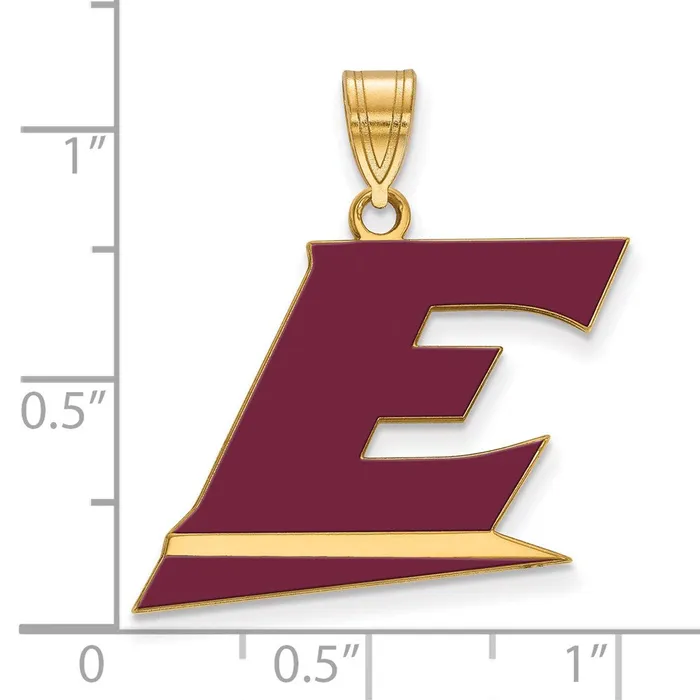 TreasureFineJewelers Sterling Silver Goldplated Eastern Kentucky University Letter E Large Enameled Pendant Necklaces