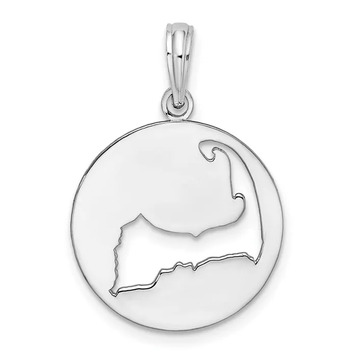 TreasureFineJewelers Sterling Silver Polished Cape Cod Cutout Pendant Necklaces TreasureFineJewelers Sterling Silver Polished Cape Cod Cutout Pendant Necklaces