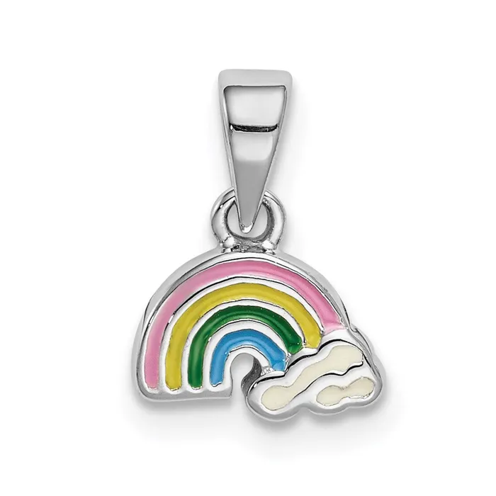 TreasureFineJewelers Sterling Silver Rhodiumplated Childs Enameled Rainbow Pendant Necklaces TreasureFineJewelers Sterling Silver Rhodiumplated Childs Enameled Rainbow Pendant Necklaces