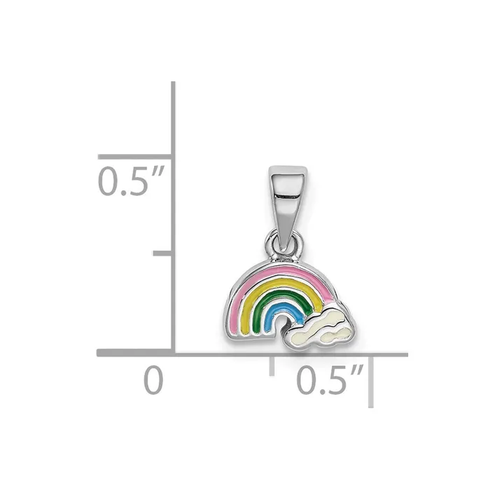 TreasureFineJewelers Sterling Silver Rhodiumplated Childs Enameled Rainbow Pendant Necklaces