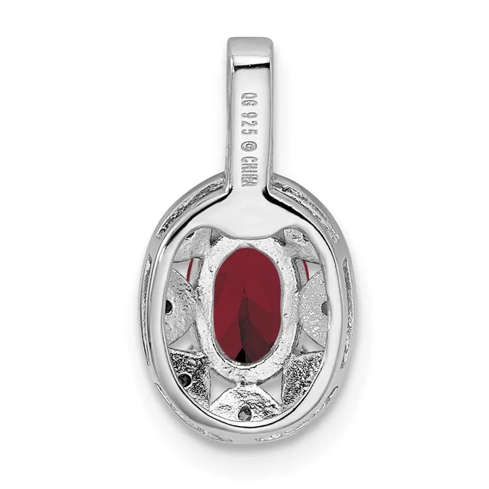 TreasureFineJewelers Sterling Silver Rhodiumplated Diam Created Ruby Pendant Necklaces