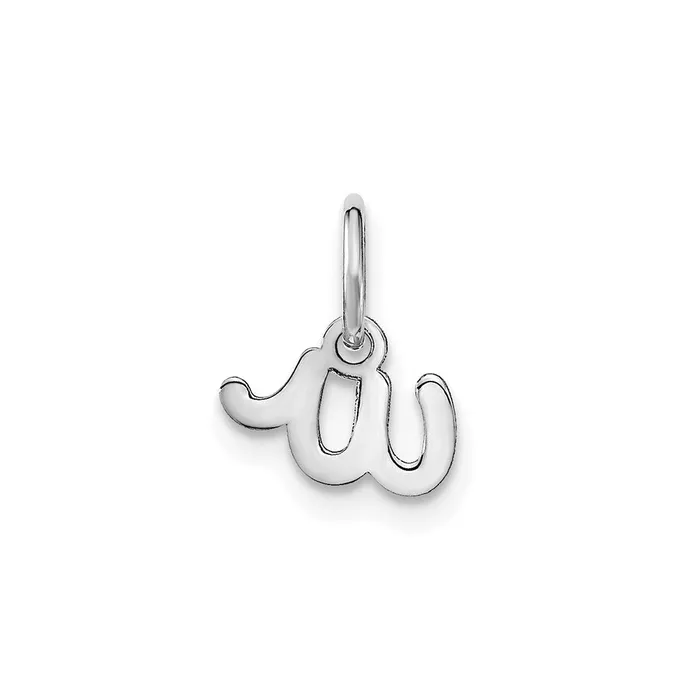 TreasureFineJewelers Sterling Silver Rhodiumplated Lower case Letter W Initial Charm Necklaces