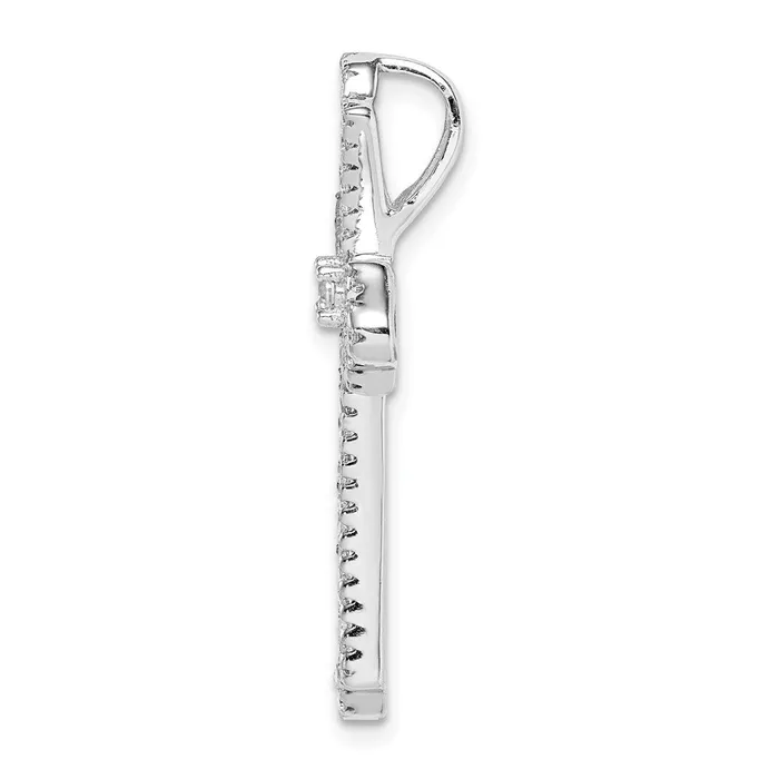 TreasureFineJewelers Sterling Silver Rhodium Plated Pink and White CZ Cross Slide Pendant Necklaces
