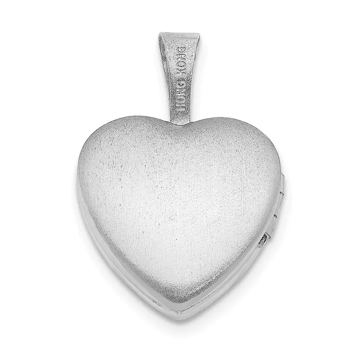 TreasureFineJewelers Sterling Silver Rhodiumplated Polished 12mm Heart Locket Rings