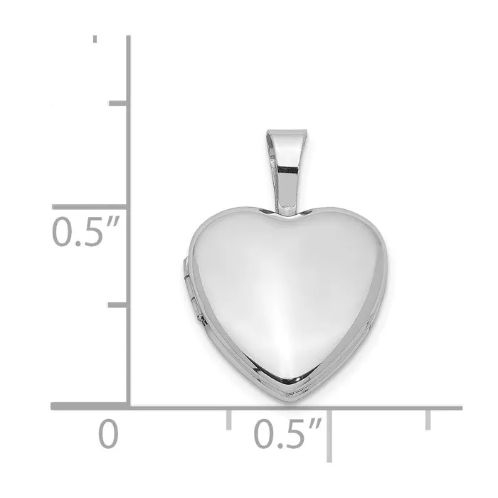 TreasureFineJewelers Sterling Silver Rhodiumplated Polished 12mm Heart Locket Rings