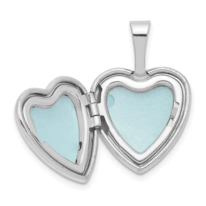TreasureFineJewelers Sterling Silver Rhodiumplated Polished 12mm Heart Locket Rings