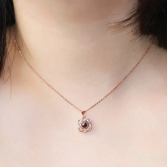 Trendolla Jewelry Necklaces Heart to Heart Pattern Personalized Charm Necklace With Picture Inside