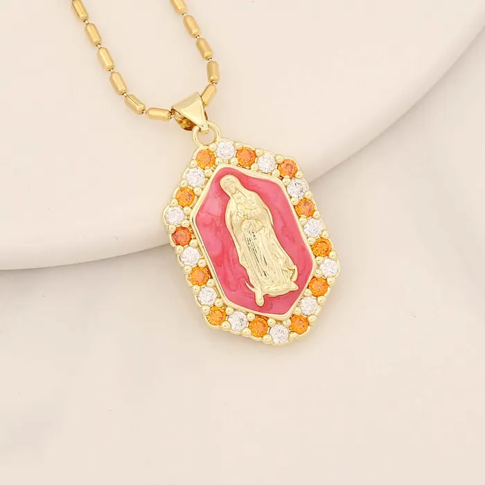 Trendolla Jewelry Necklaces Multicolor Virgin Mary Micro Zirconia Virgencita Necklace