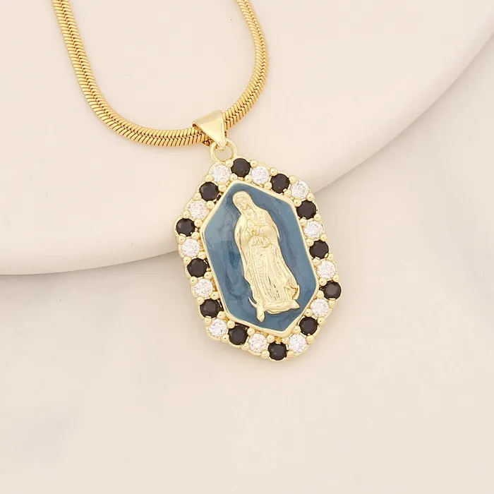 Trendolla Jewelry Necklaces Multicolor Virgin Mary Micro Zirconia Virgencita Necklace