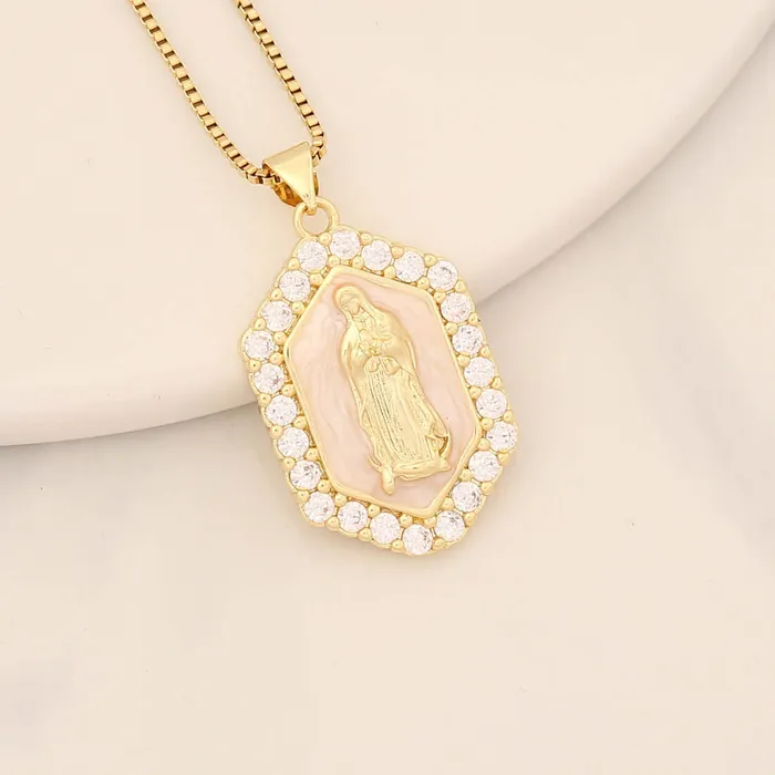 Trendolla Jewelry Necklaces Multicolor Virgin Mary Micro Zirconia Virgencita Necklace