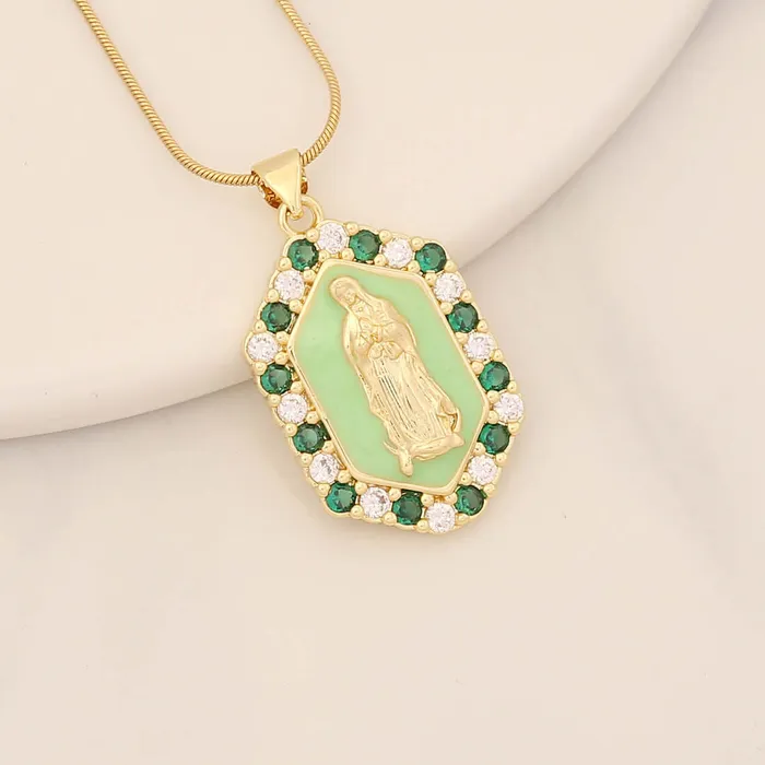 Trendolla Jewelry Necklaces Multicolor Virgin Mary Micro Zirconia Virgencita Necklace