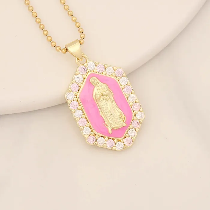 Trendolla Jewelry Necklaces Multicolor Virgin Mary Micro Zirconia Virgencita Necklace