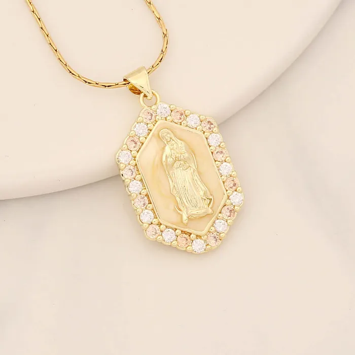 Trendolla Jewelry Necklaces Multicolor Virgin Mary Micro Zirconia Virgencita Necklace