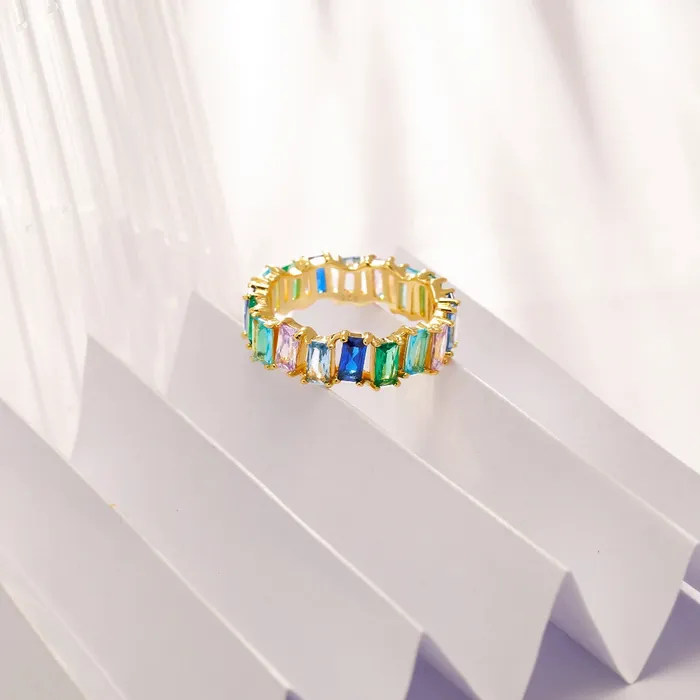 Trendolla Jewelry Turquoise Eternity Ring Cascade Collection by Vicky Kim Rings