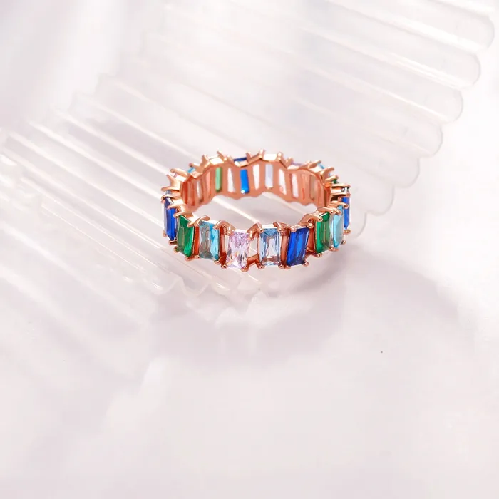 Trendolla Jewelry Turquoise Eternity Ring Cascade Collection by Vicky Kim Rings
