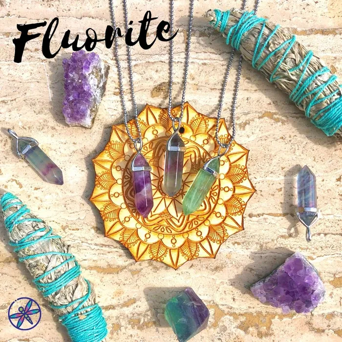 CSJA Necklaces Fluorite Crystal Necklace set